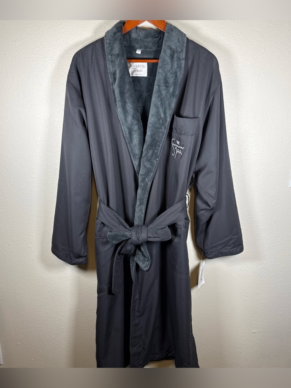 Monarch Cypress Waldorf Astoria Spa Robe Gray OS/L Luxury Thick Fleece Lined